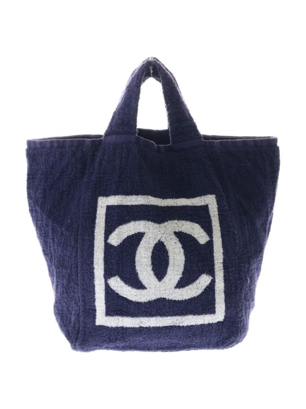 Chanel CC Beach Tote Terry Cloth Navy White - Picture 2 of 6